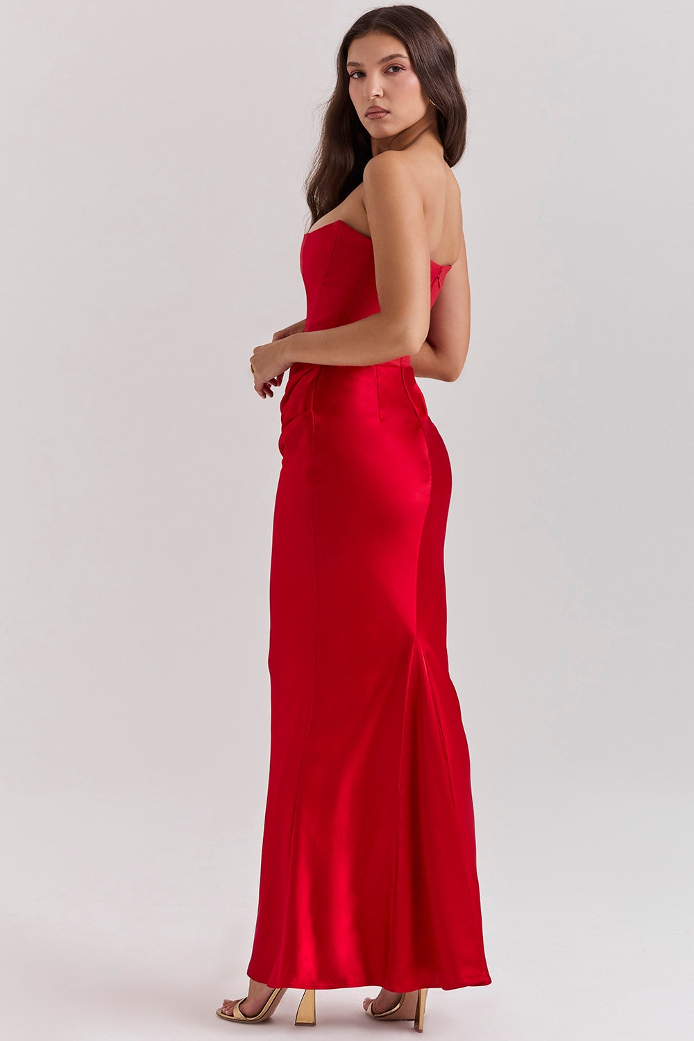 Red Satin Maxi Corsetdress