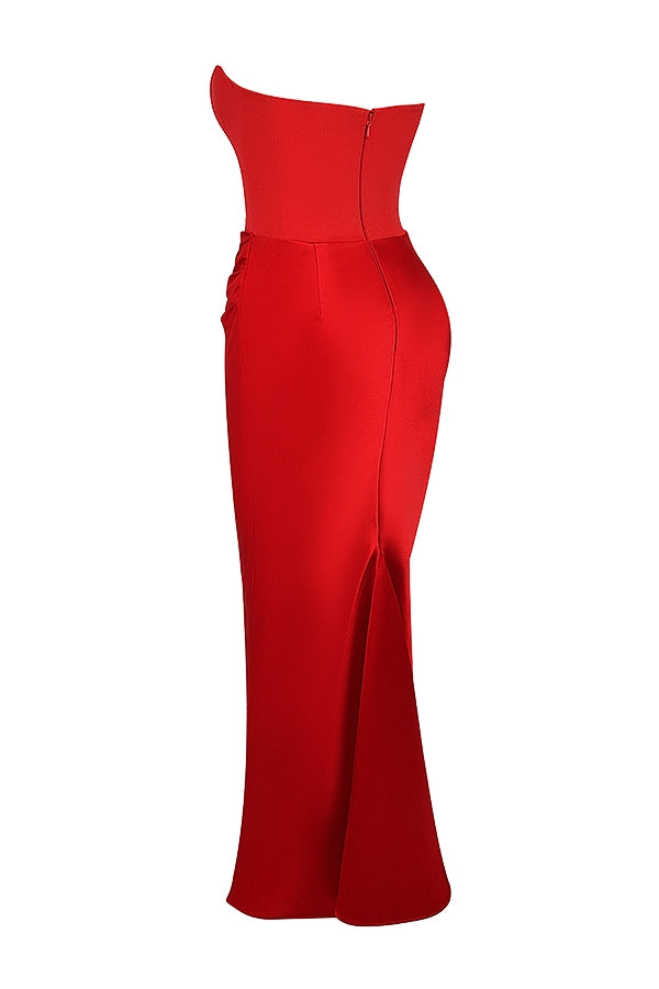 Red Satin Maxi Corsetdress