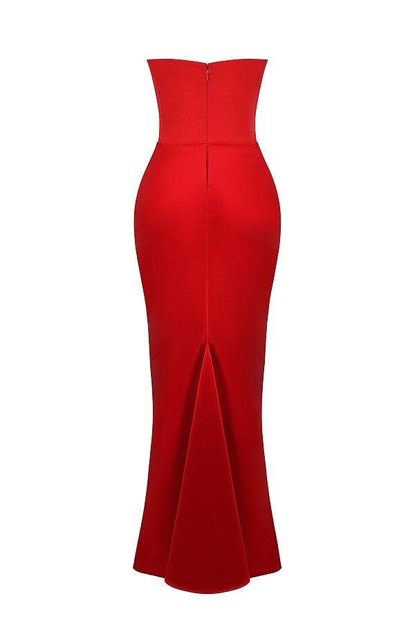 Red Satin Maxi Corsetdress