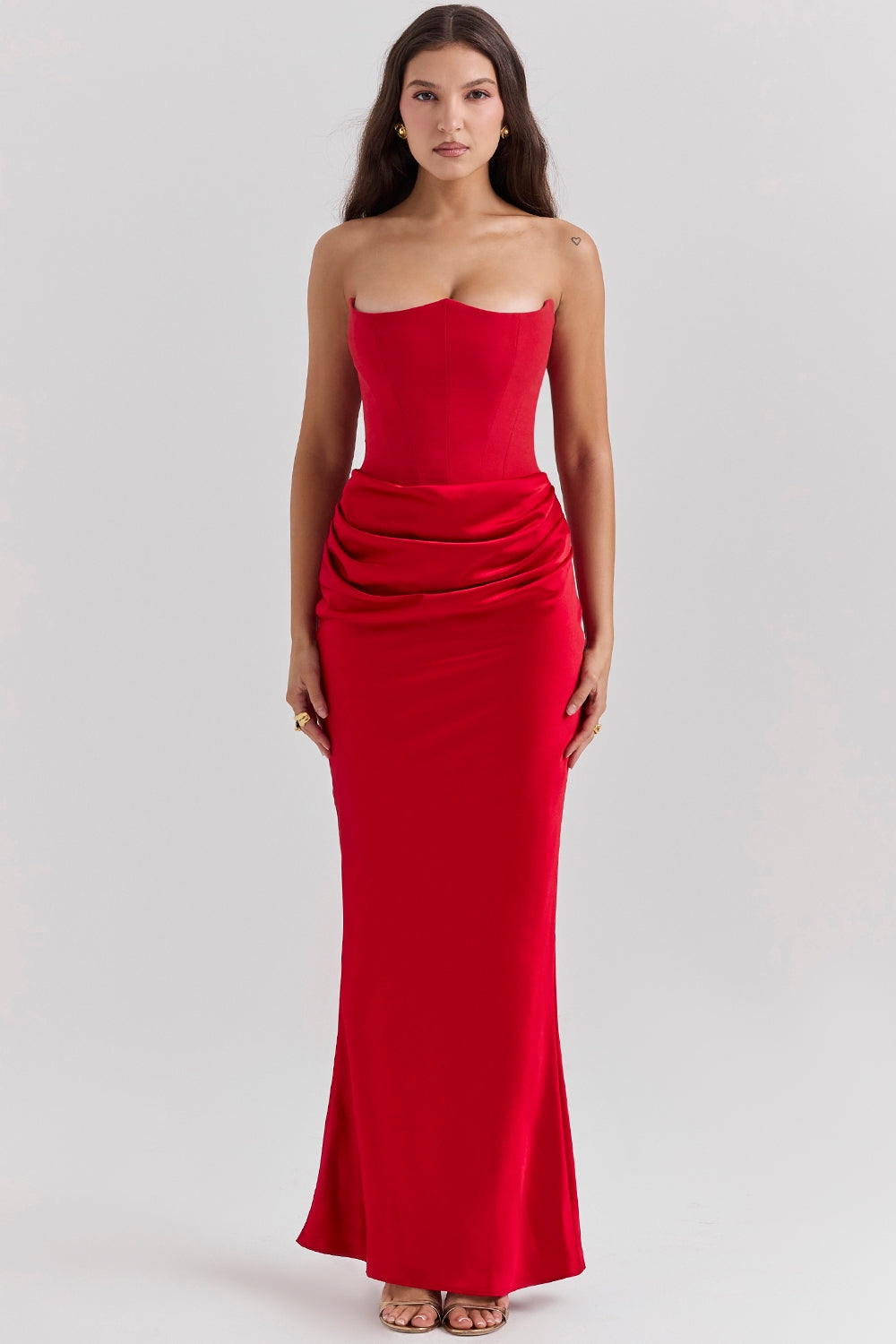 Red Satin Maxi Corsetdress