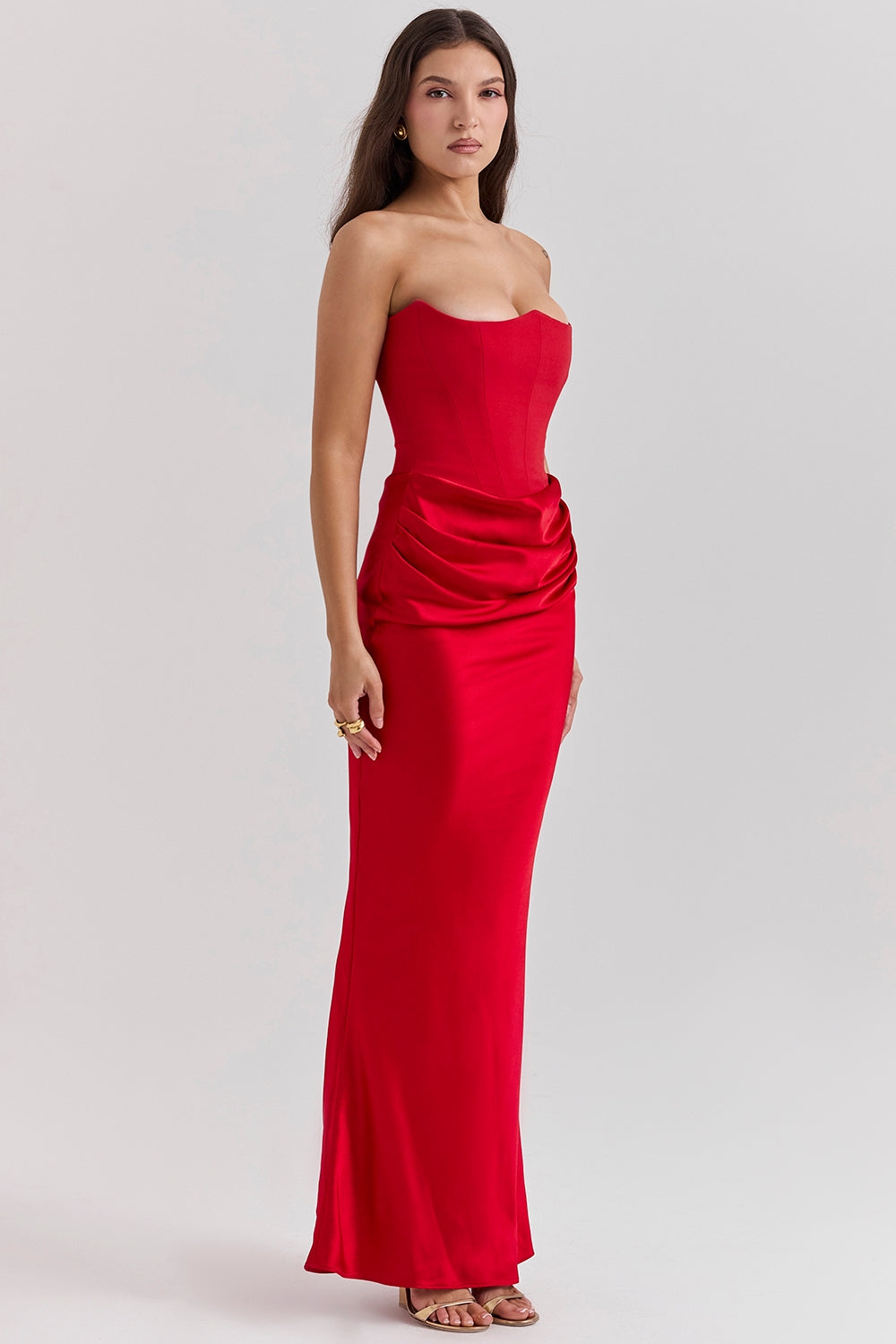Red Satin Maxi Corsetdress