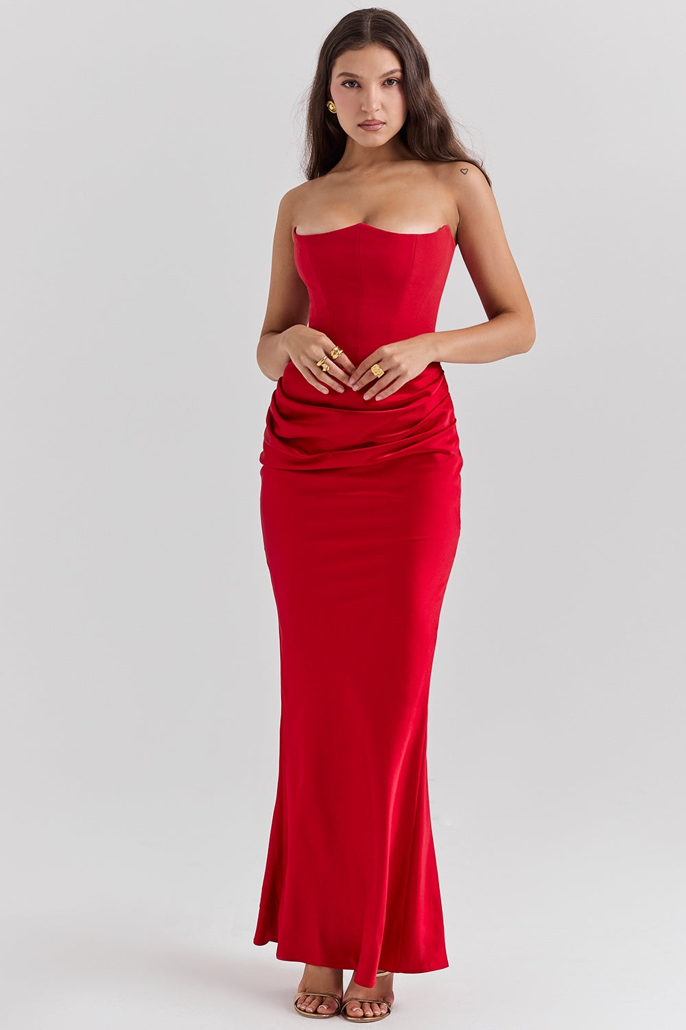 Red Satin Maxi Corsetdress