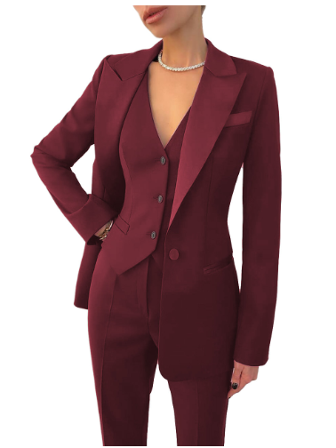 Stylish Women's 3-Piece Suit Set – Blazer, Waistcoat & Trousers for the Whole Year