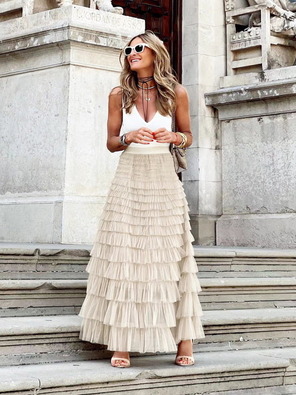 Chic Maxi Skirt with Layered Tulle