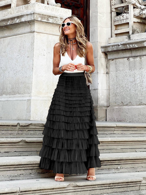 Chic Maxi Skirt with Layered Tulle