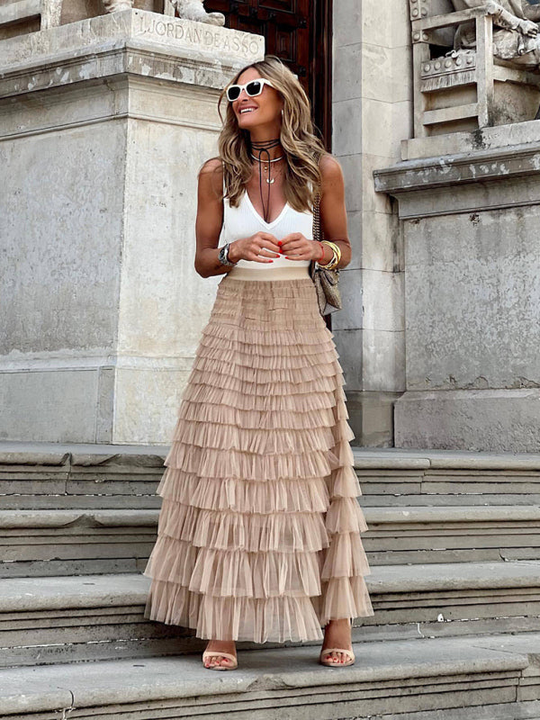 Chic Maxi Skirt with Layered Tulle