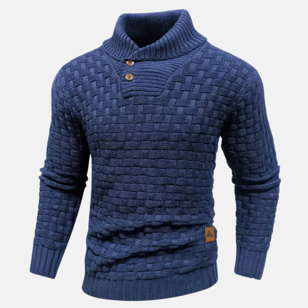 Men's Sweater – Knitted Wool – Regular Fit – Shawl Collar – Button Closure – Long Sleeve
