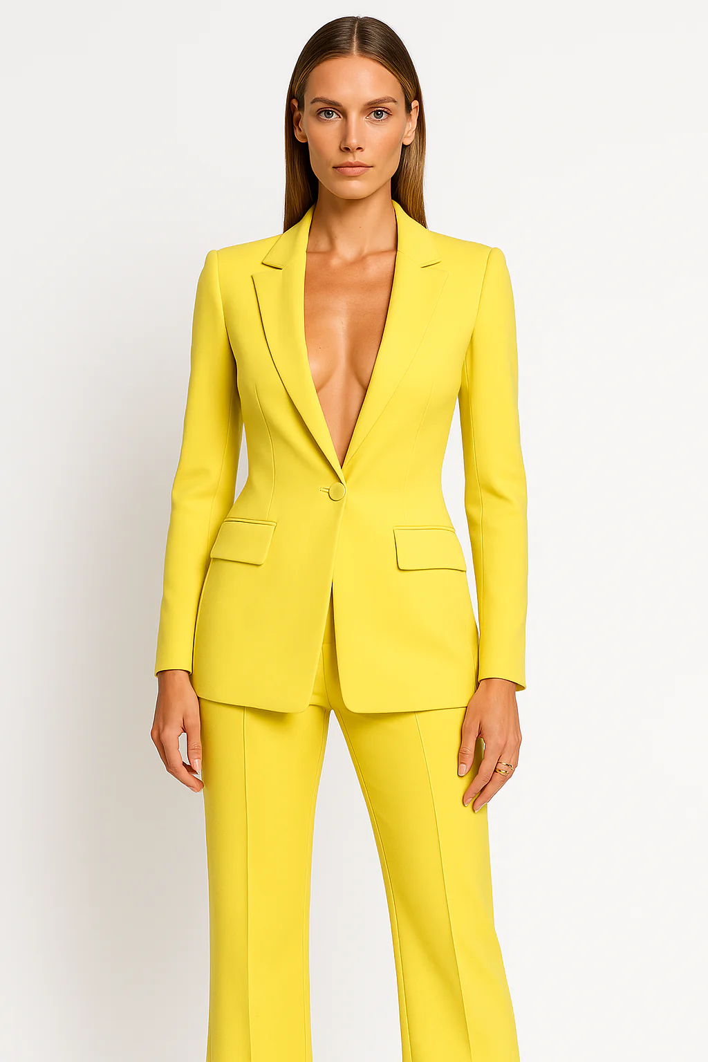 Women's Trouser Suit – Tailored Fit – Single Button – Shoulder Pads – Wool Mix