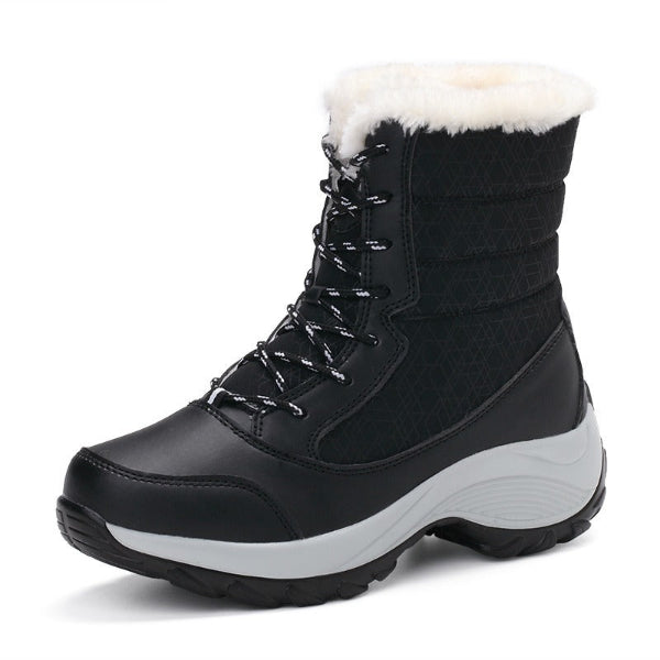 Women's snow boots – Mid-calf – Waterproof padded – Fleece lined – Lace-up closure