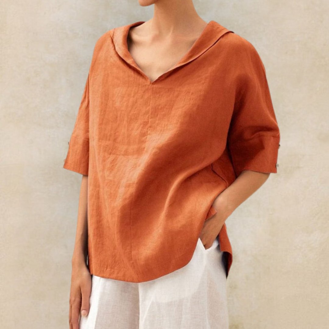 Relaxed Linen Blouse for Women – V-Neck and Airy Comfort