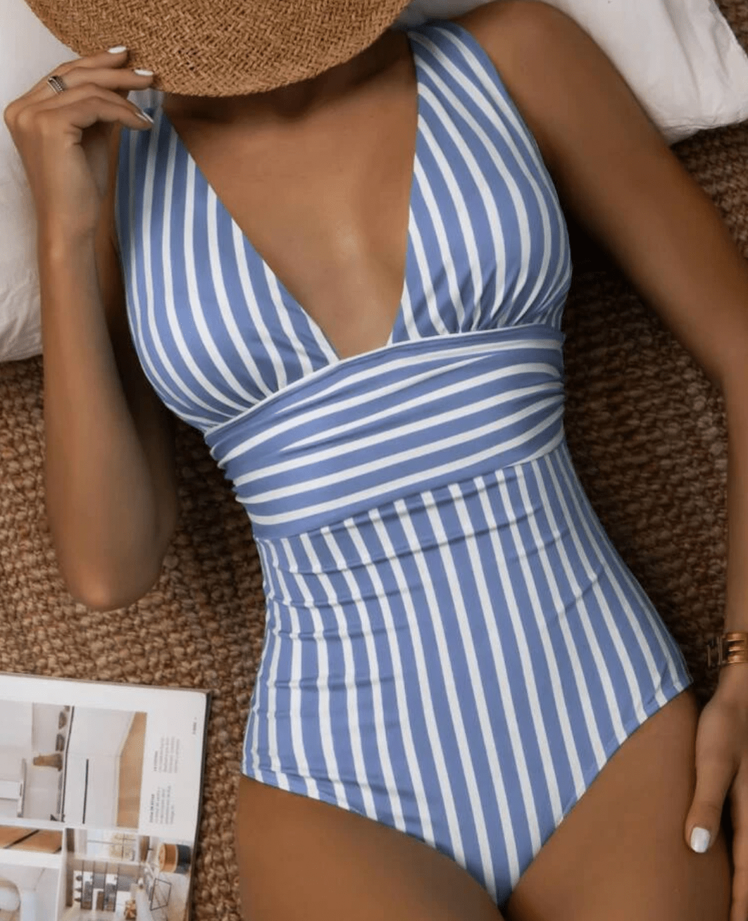 Elegant Striped Swimsuit for Women