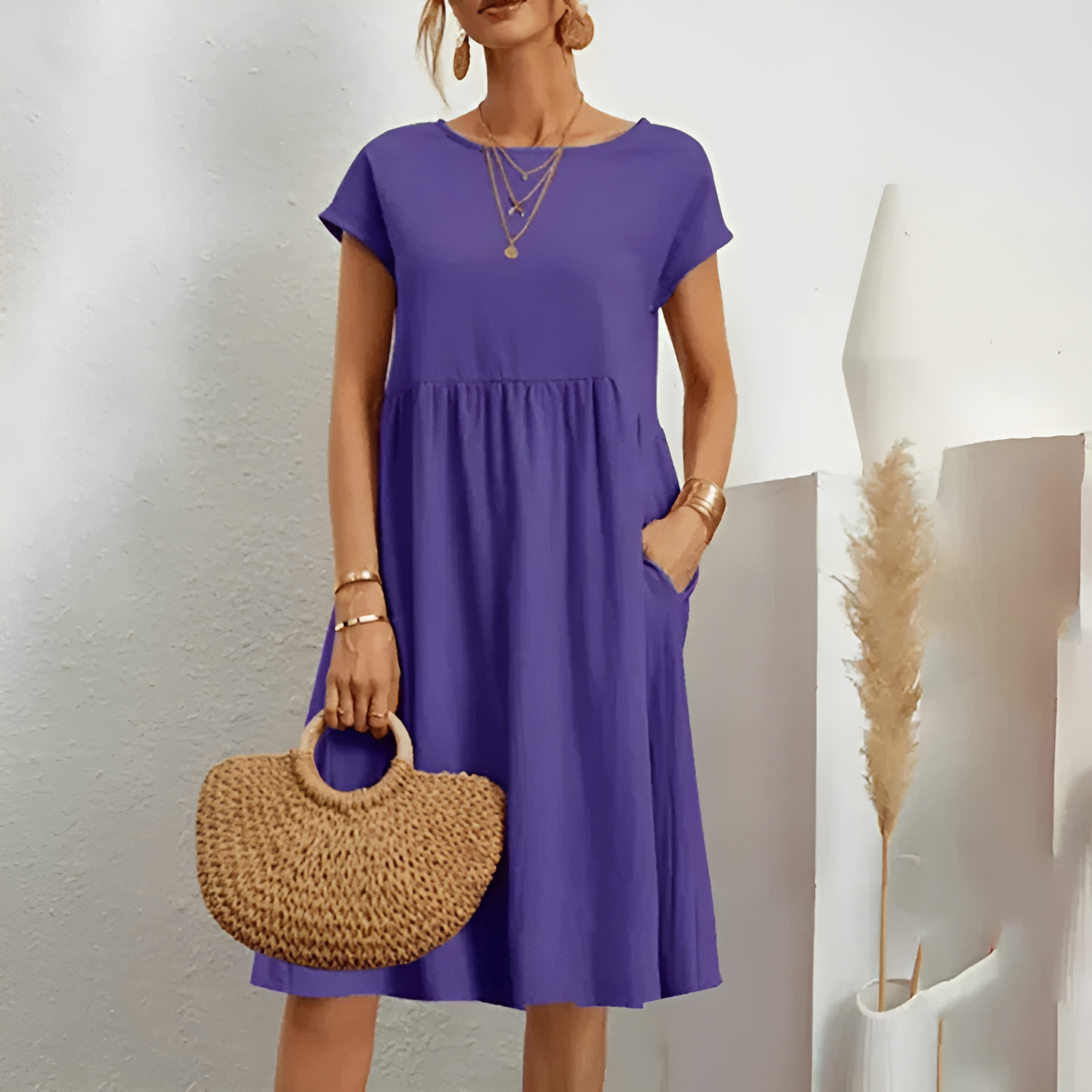 Midi Spring Dress with Feminine Look for women