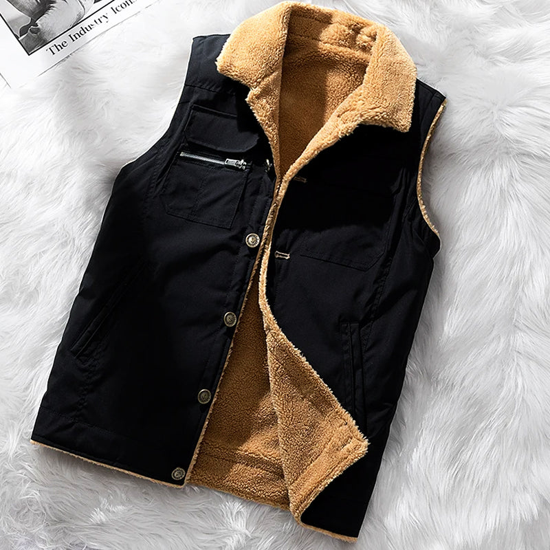 Heren Utility Bodywarmer – Structuur Pasvorm – Sherpa Voering – Hoge Kraag – Meerdere Zakken