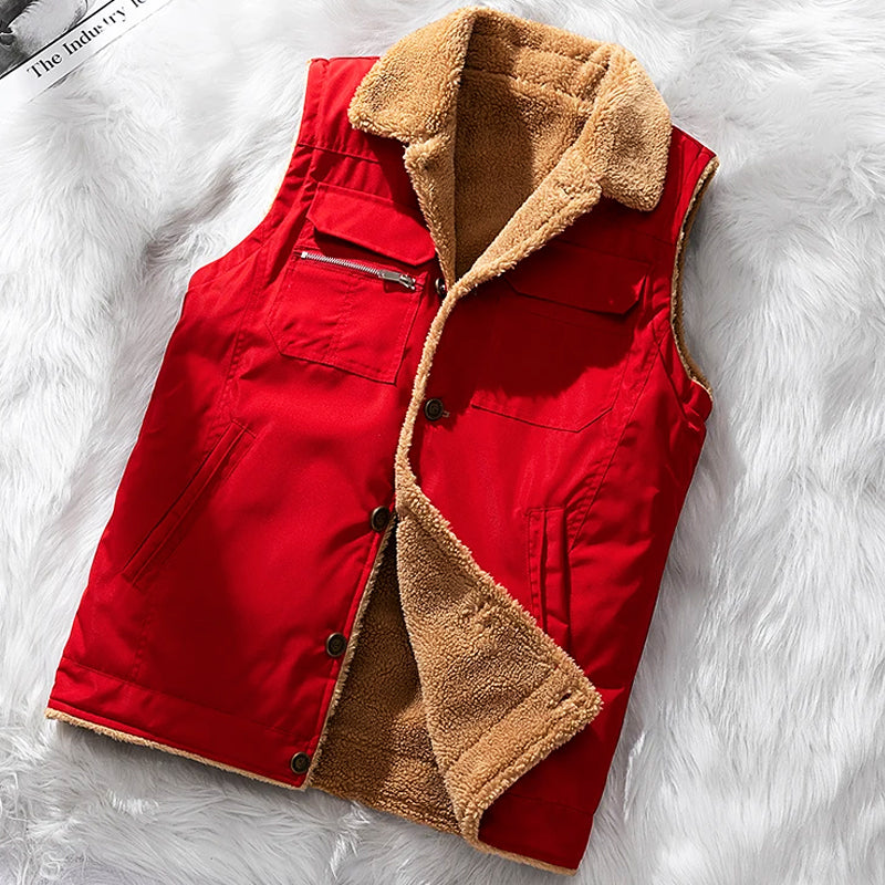 Heren Utility Bodywarmer – Structuur Pasvorm – Sherpa Voering – Hoge Kraag – Meerdere Zakken