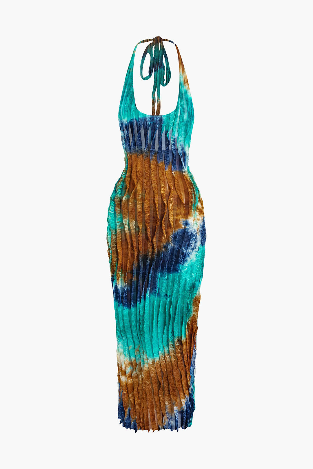 Transparante Ruffle Rugloze Maxi Jurk