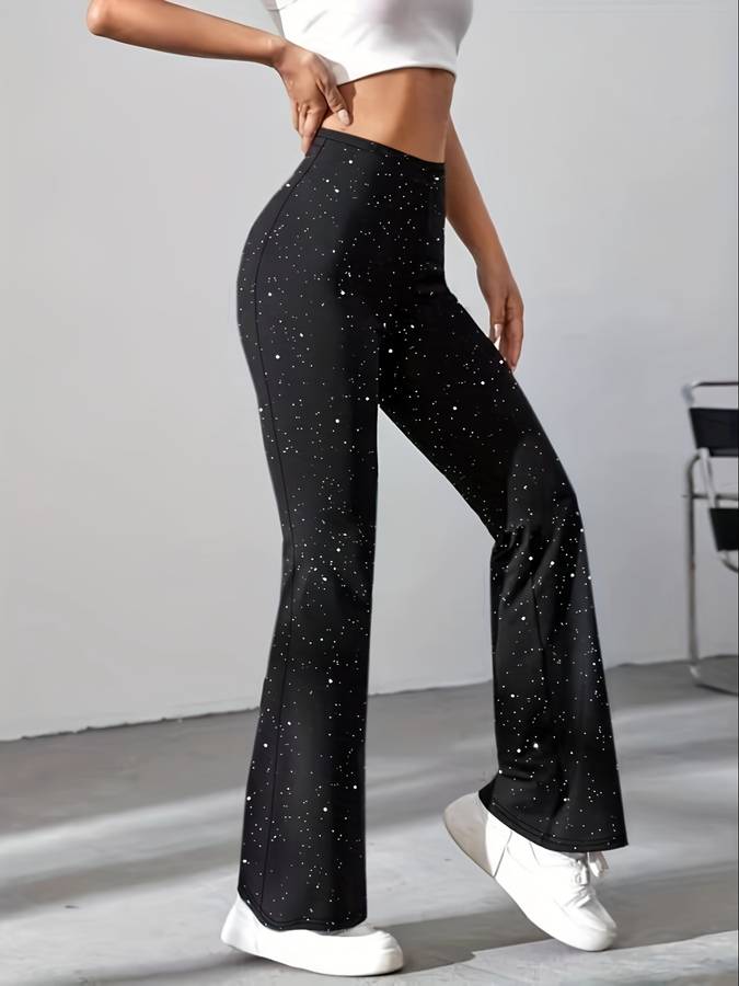 Flared Broek in Glitterstof voor Dames