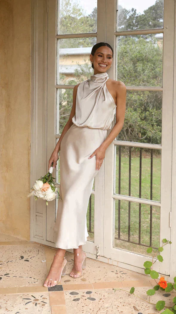 Elegante Glanzende Maxi Jurk