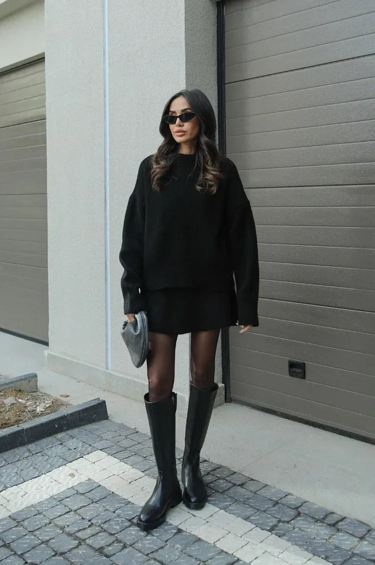 Amelia Knit Sweater Skirt Two-Piece Set | Knitted Comfort Two-Piece Set