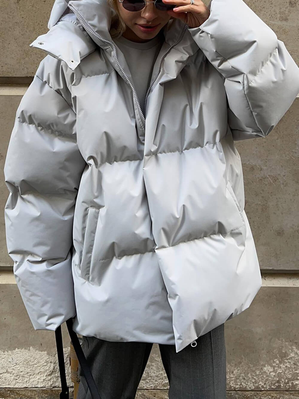 Saar Oversized Puffer Jacket | Hooded Hip-Length Jacket