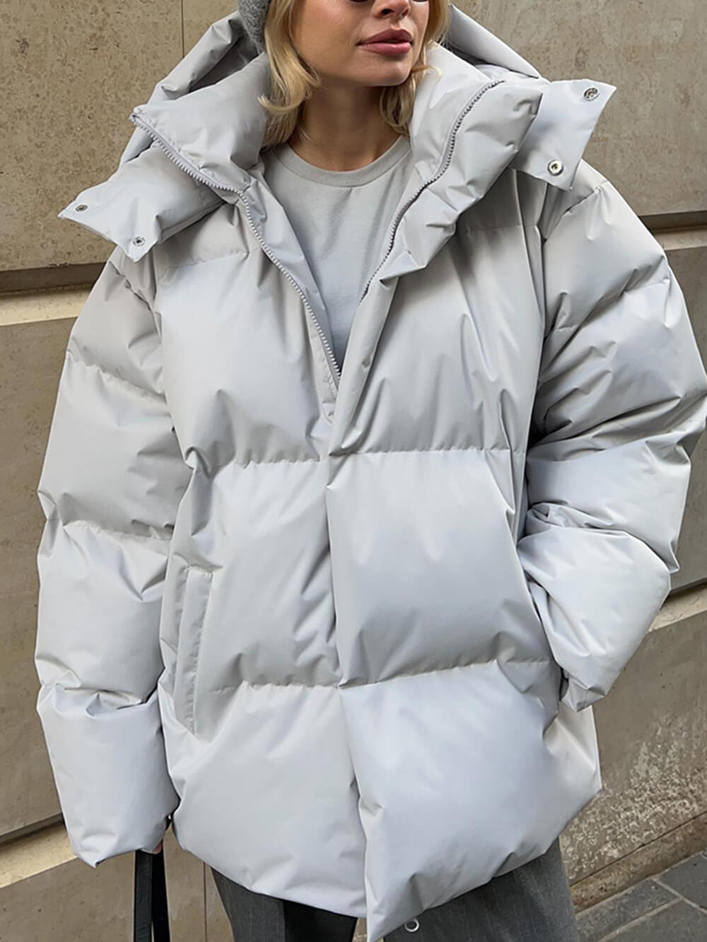 Saar Oversized Puffer Jacket | Hooded Hip-Length Jacket