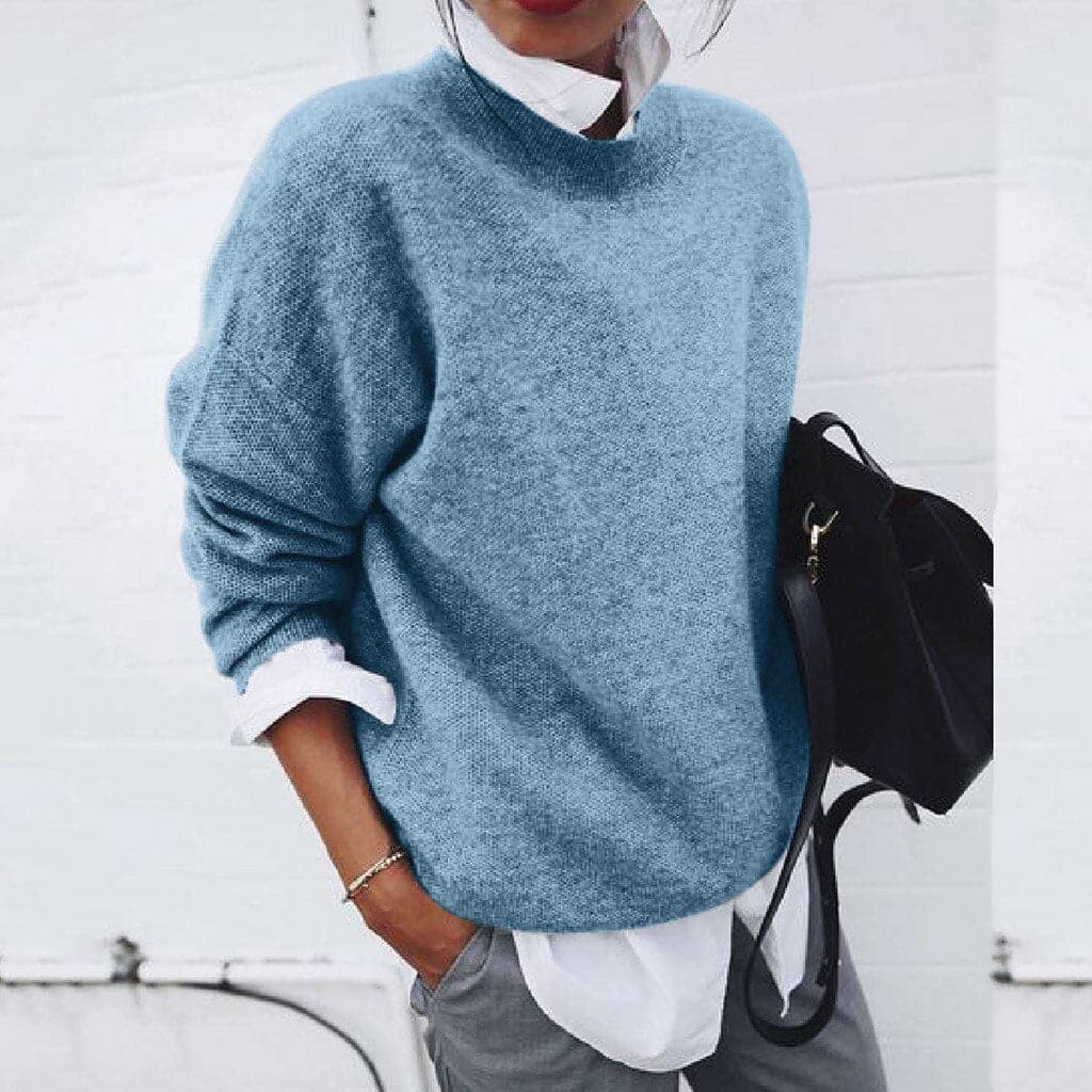 Dames Trui – Relaxte Pasvorm– Gebreid – Lange Mouwen – Ronde Hals – Minimalistisch Ontwerp