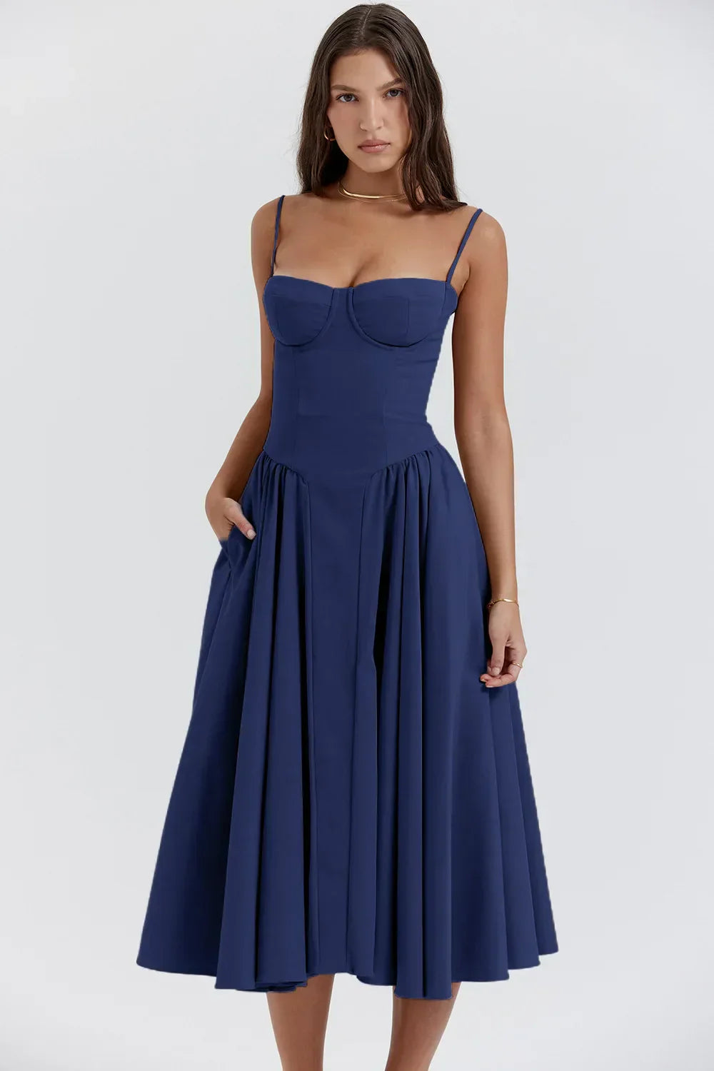 Elegante armloses midi jurk ontworpen voor dames