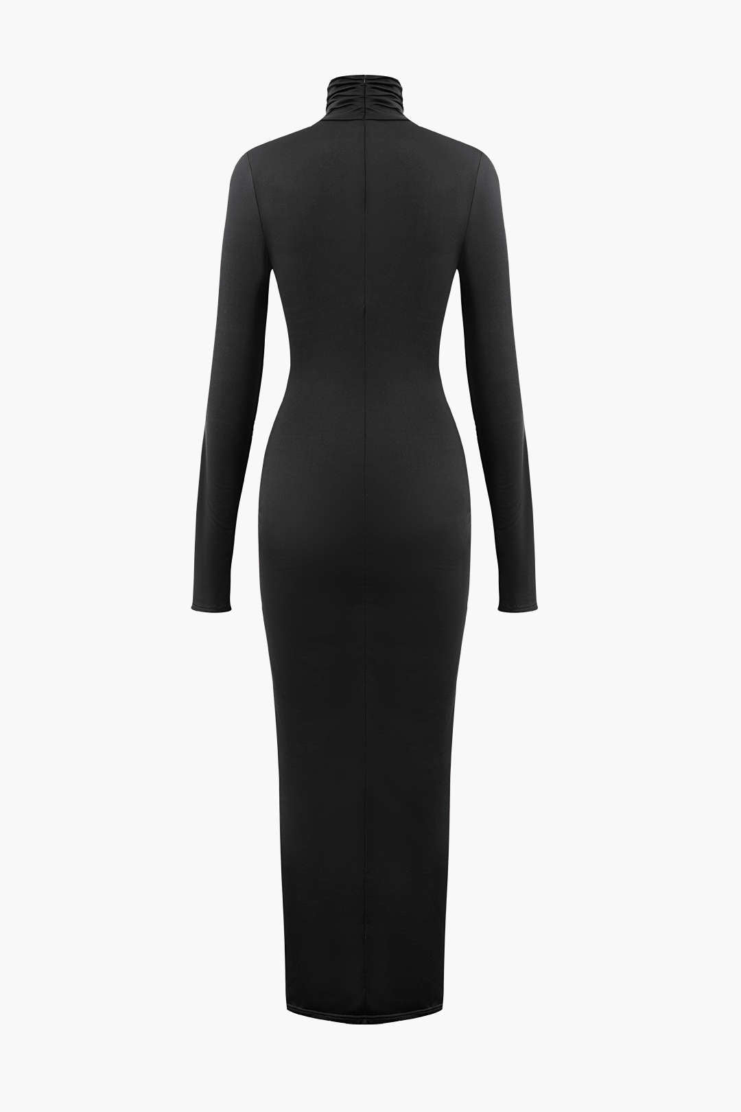 Wikkelruche Maxi Jurk met Hoge Hals