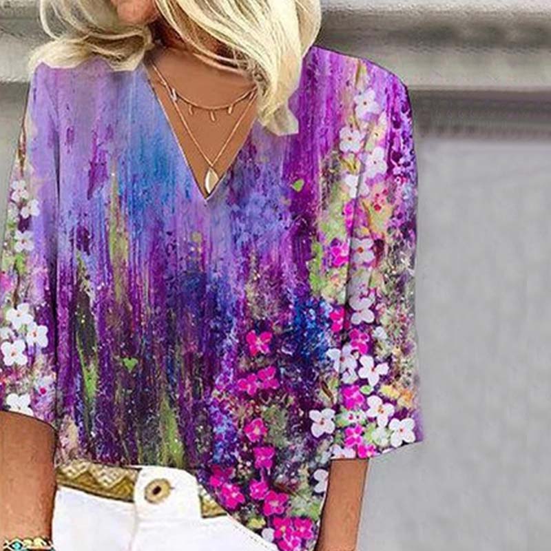 Blouse met Bloemenprint en Kleurverloop voor Dames