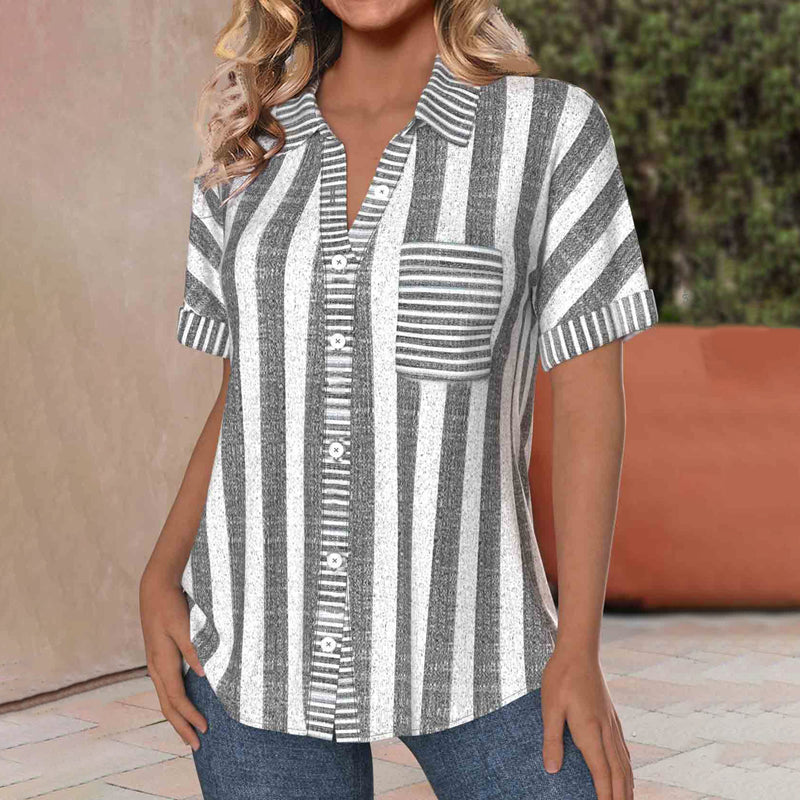 Gestreepte Knoopblouse voor Dames