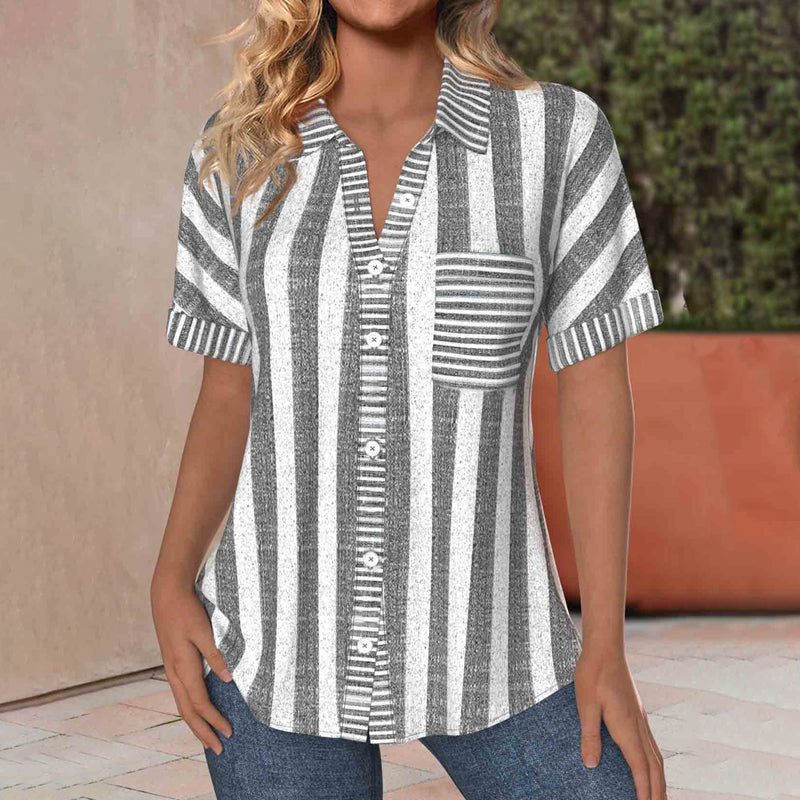 Gestreepte Knoopblouse voor Dames