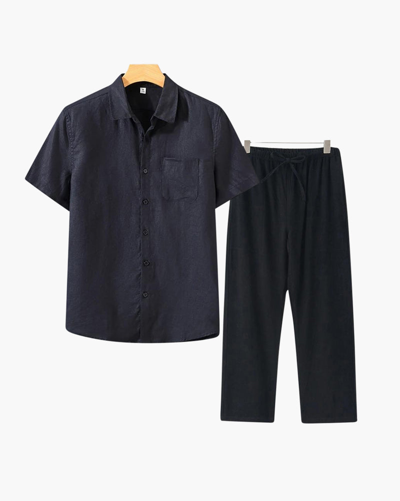 Premium Linnen Overhemd en Broek Set voor Heren