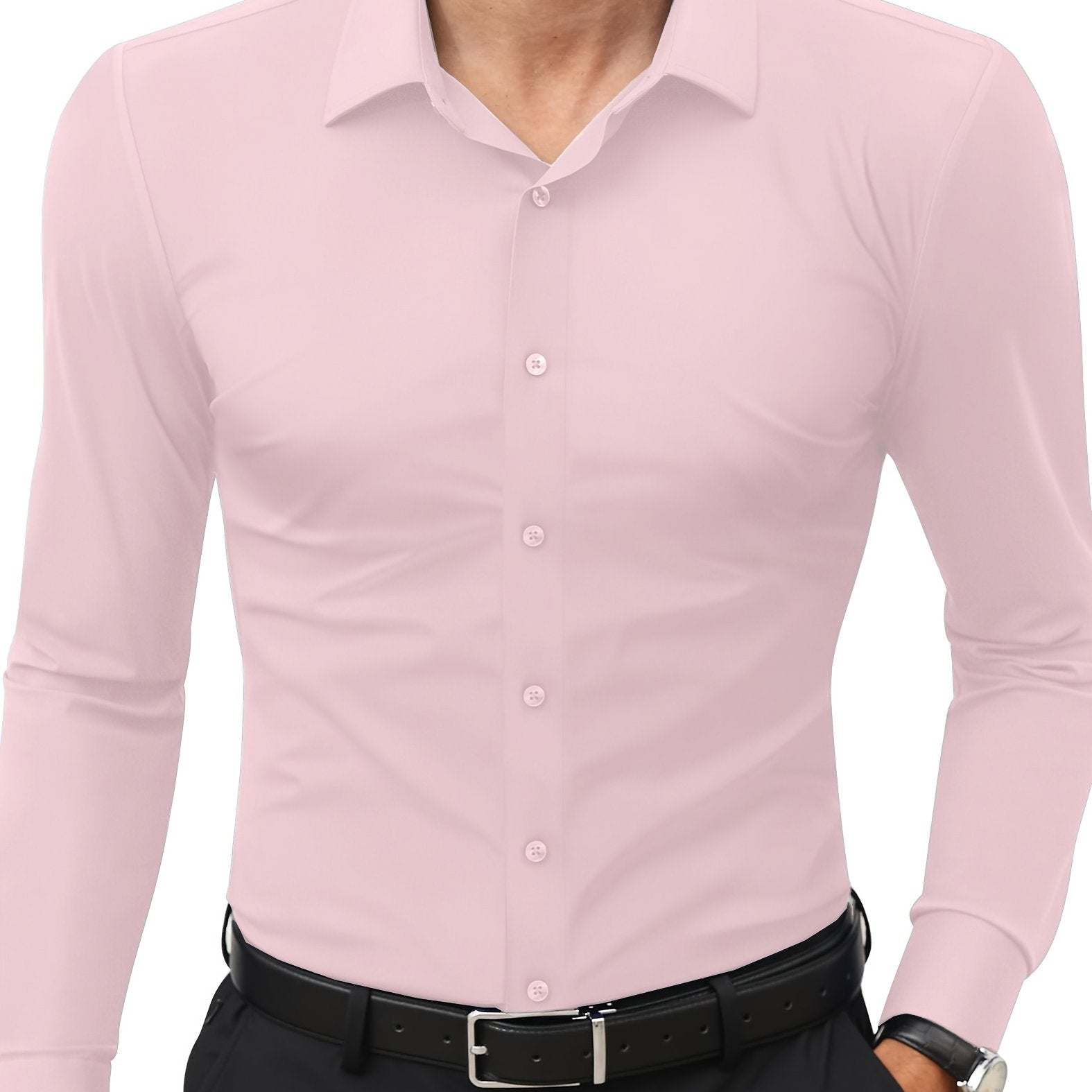 Slim-Fit Stretch Overhemd met Knoopsluiting voor Heren
