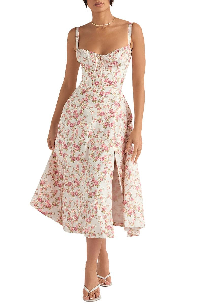 Dames Bloemen Bustier Midriff Taille Shaper Jurk