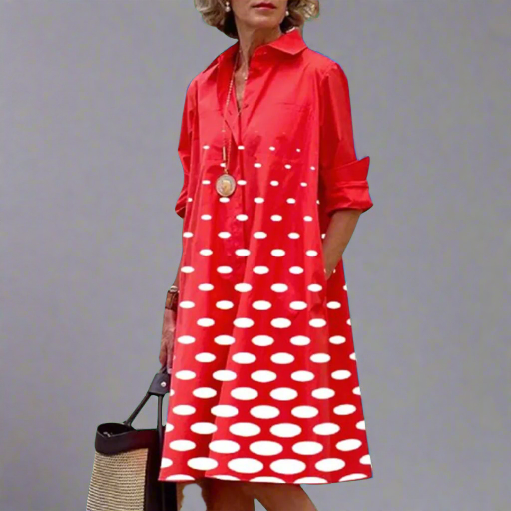 Premium Midi Jurk – Handgemaakt met Klassieke Polkadot Print