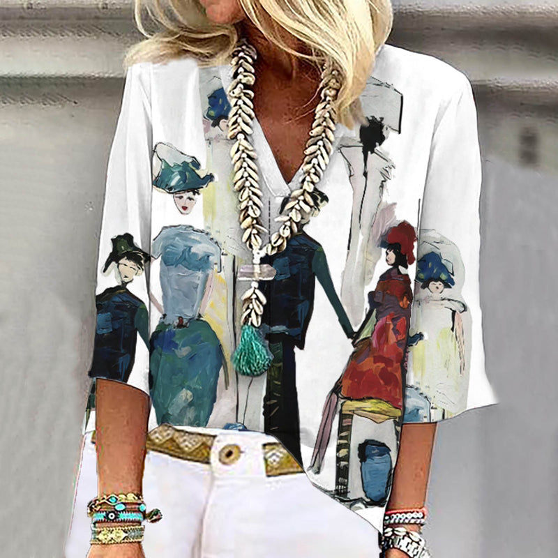 Casual Blouse met Abstracte Print voor Dames
