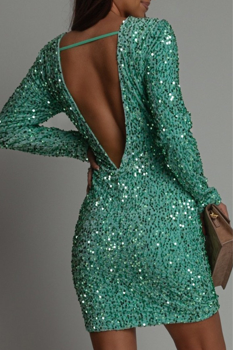 Elara Glitter Feestjurk met Open Rug