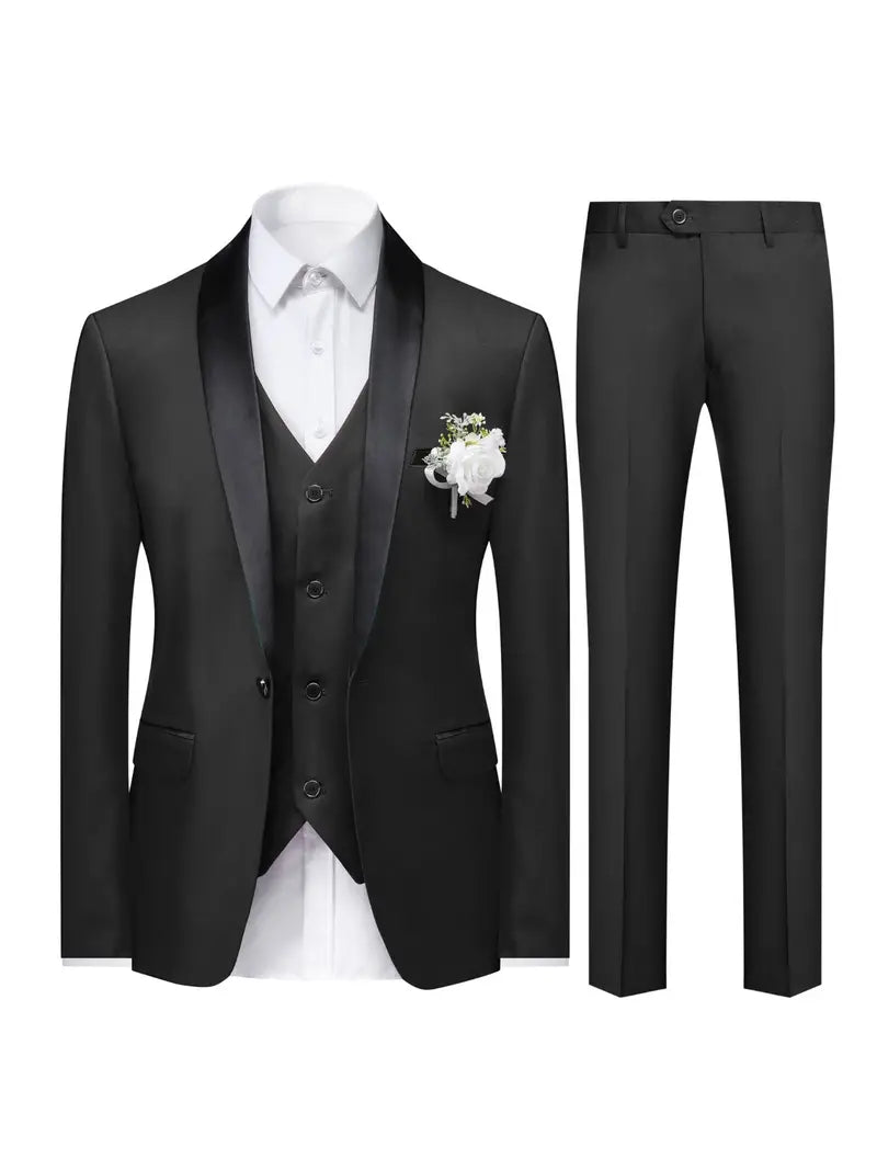 3-Delig Slim Fit Pak – Verfijnde Look voor Zaken en Bruiloften