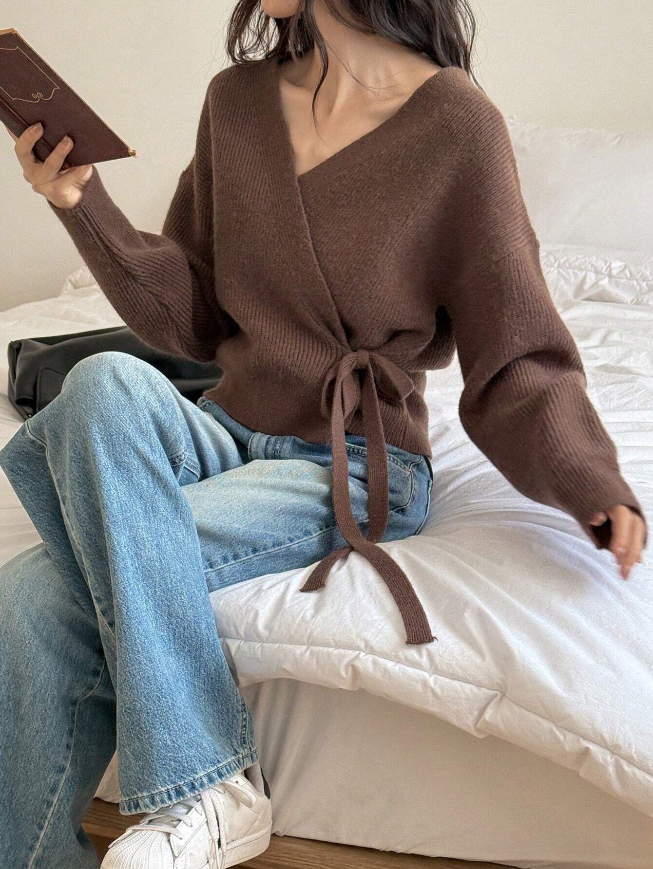 Olivia Knitted Wrap Sweater | Comfortable Soft Sweater