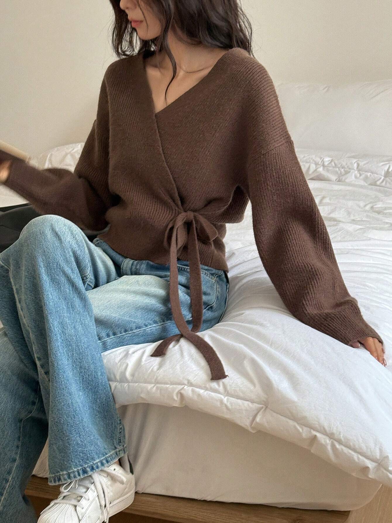 Olivia Knitted Wrap Sweater | Comfortable Soft Sweater