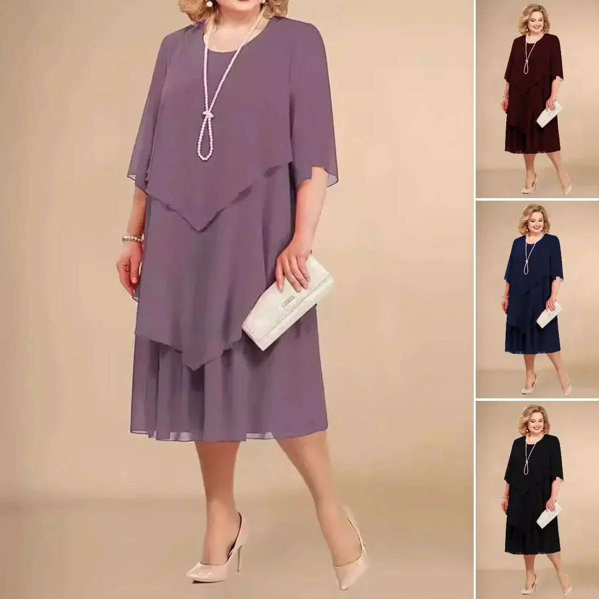 Midi Jurk met Gelaagde Zoom voor dames