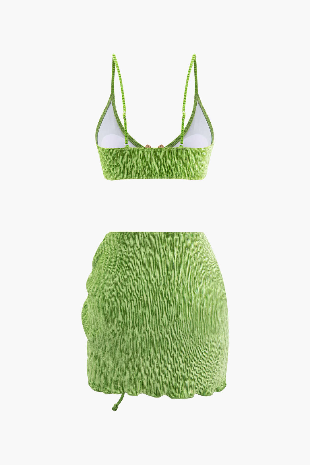 Fluweelstructuur U-Ring Bikini Met Sarong 3-Delige Set