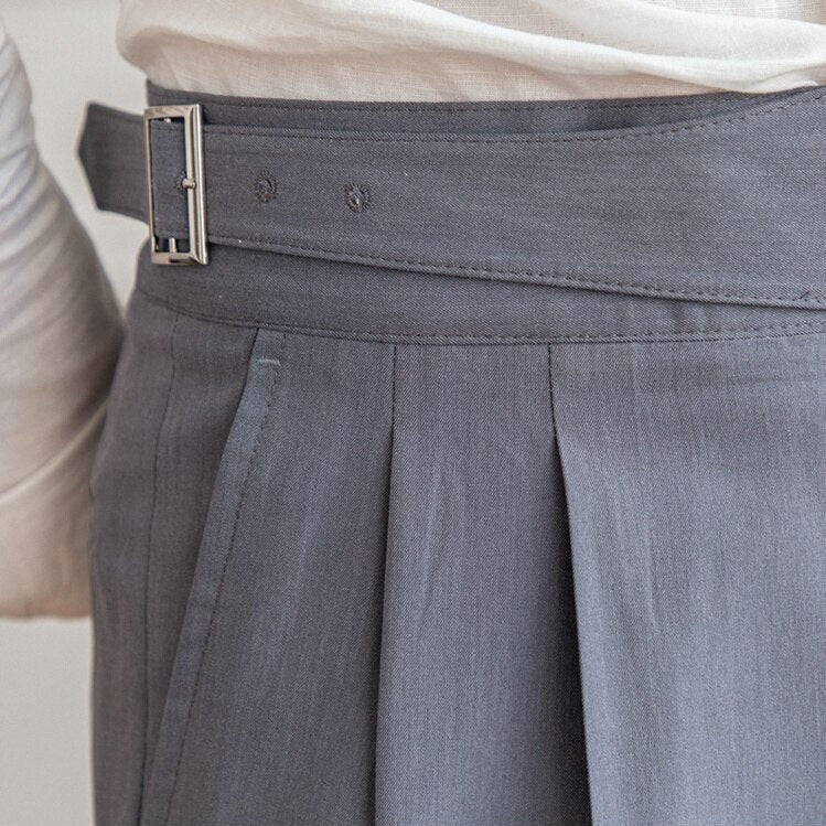 Stijlvolle Heren Tailored Broek – Hoge Taille Plooi, Slim Tapered Pasvorm