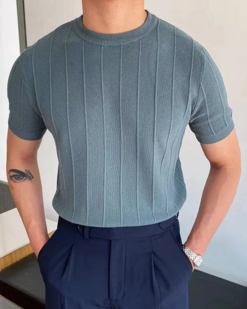 T-Shirt van Geribbelde Katoen voor Heren