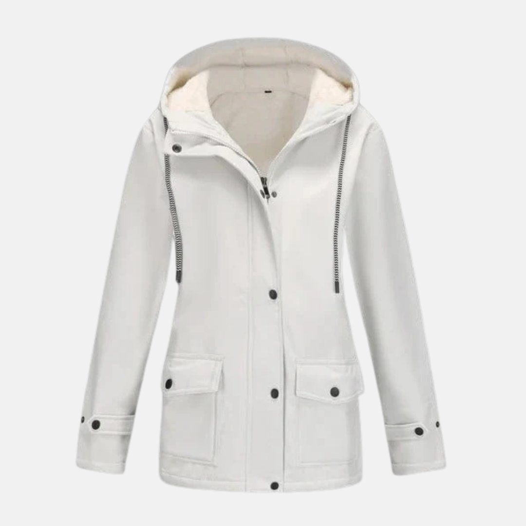 Women's Coat with Hood – Water-Repellent – Fleece Lined – Straight Fit – Mid-Length