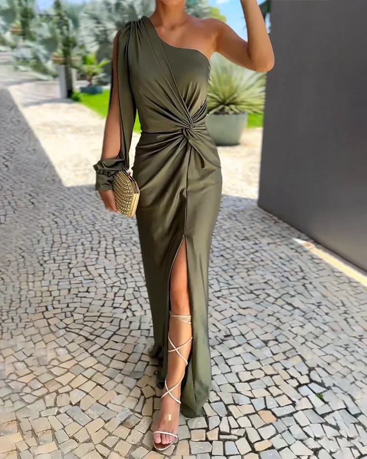Sophia Elegante Zijde Off-Shoulder Jurk