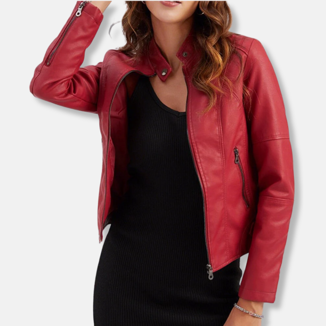 Women's biker jacket – Tailored Fit – Stand-up collar – Zip pockets