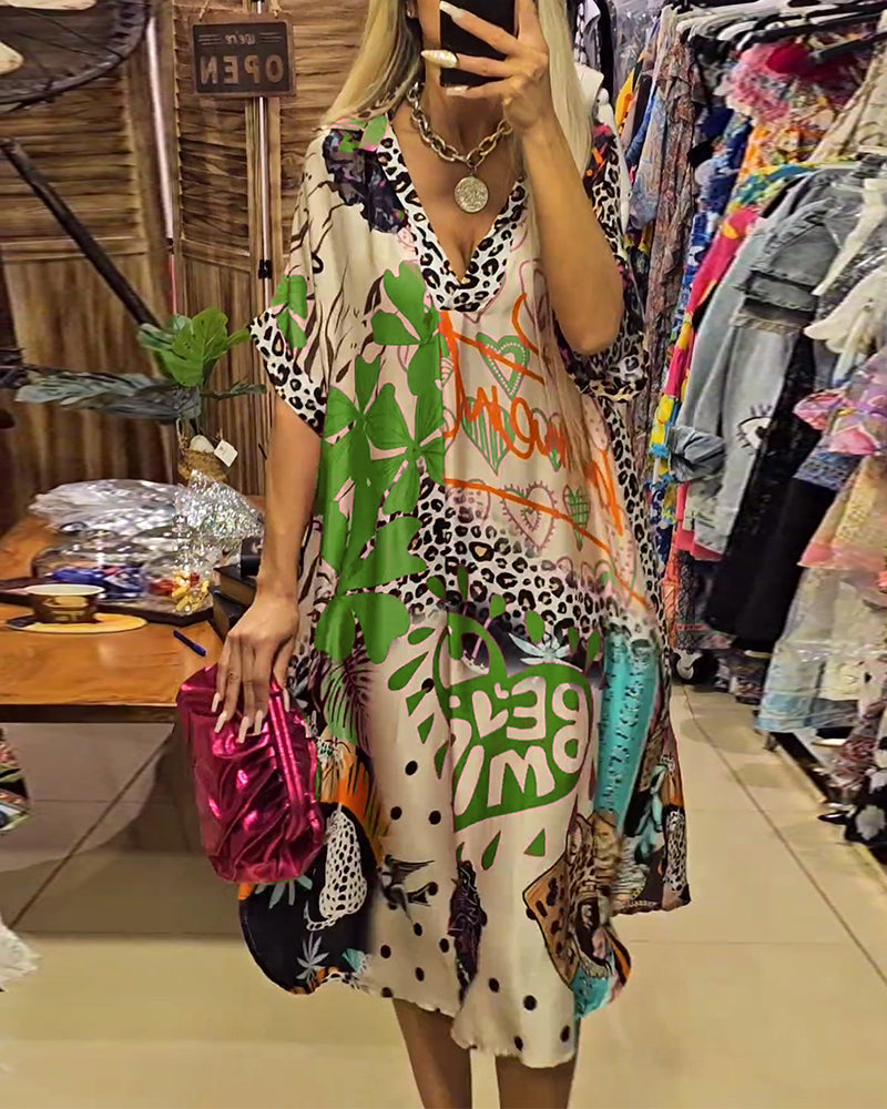 Casual V-hals midi-jurk voor dames