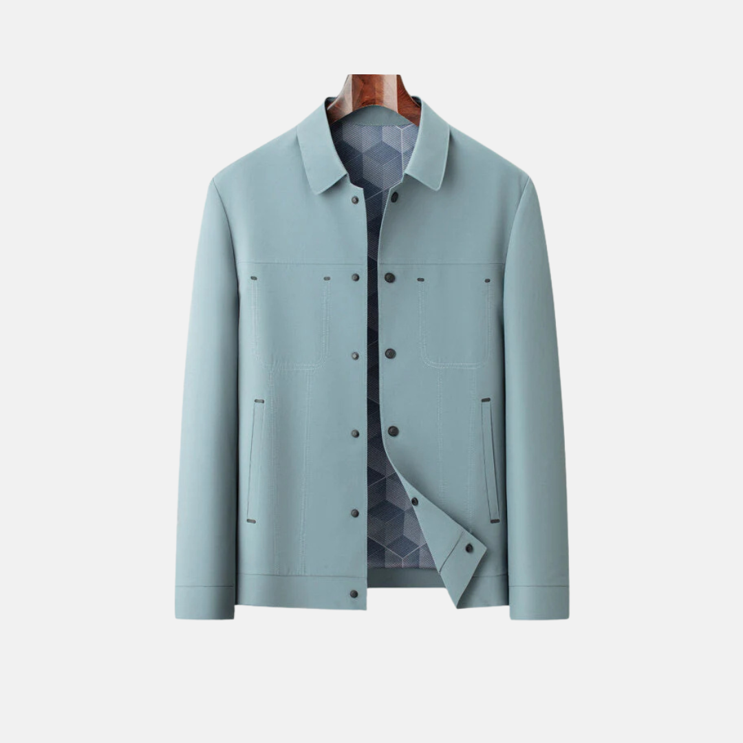 Men's Jacket – Casual Relaxed Fit – Button Closure – Lined Interior – Hip Length