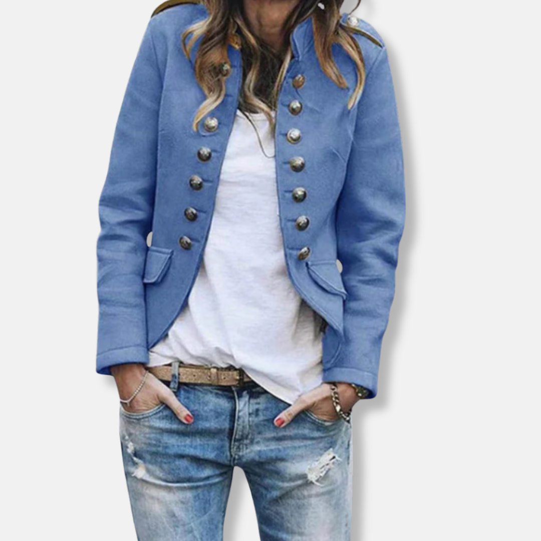 Ladies Blazer – Tailored Fit – Wool Mix – Double Row Buttons – Epaulettes