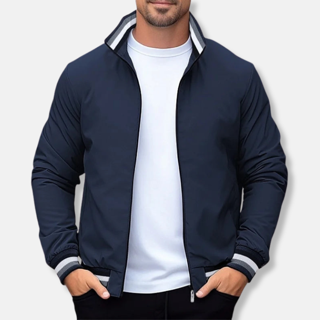 Men's Bomber Jacket - Regular Fit - Ribbed Collar And Cuffs